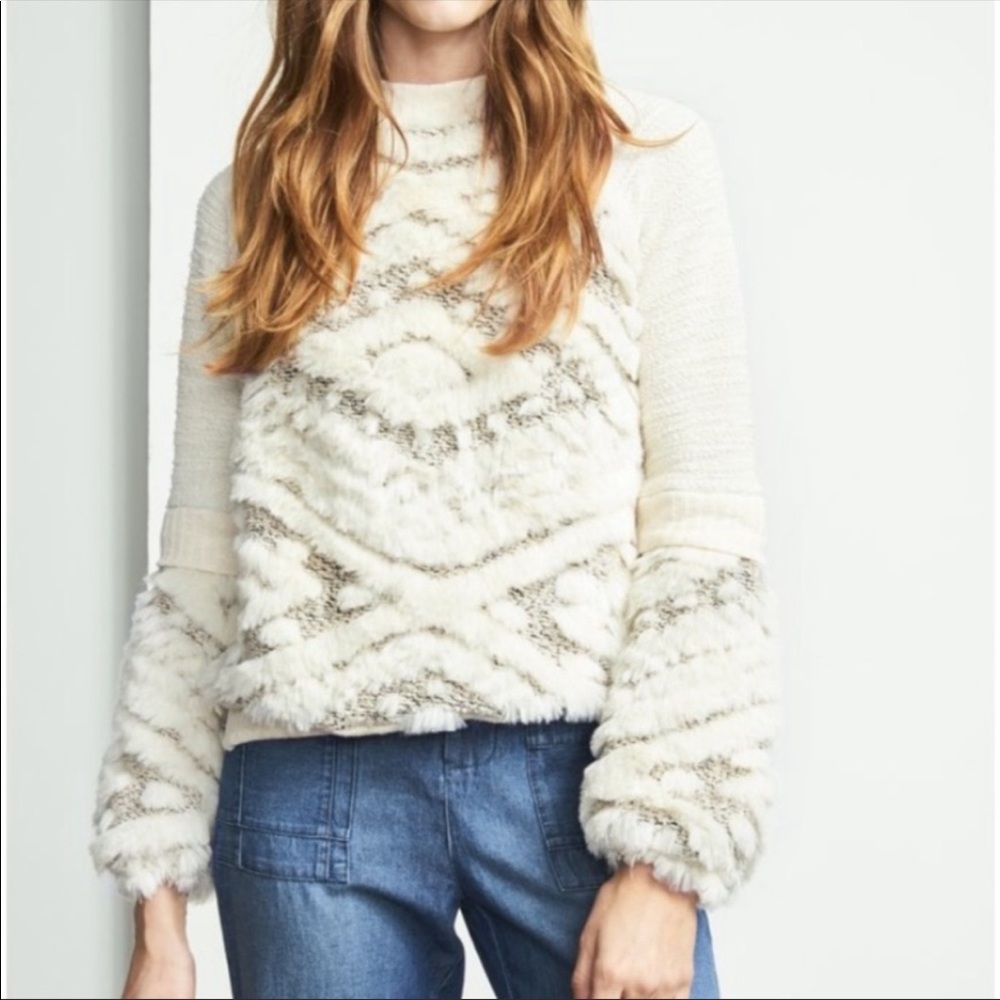 Anthro Amadi Calista Faux Fur Sweater